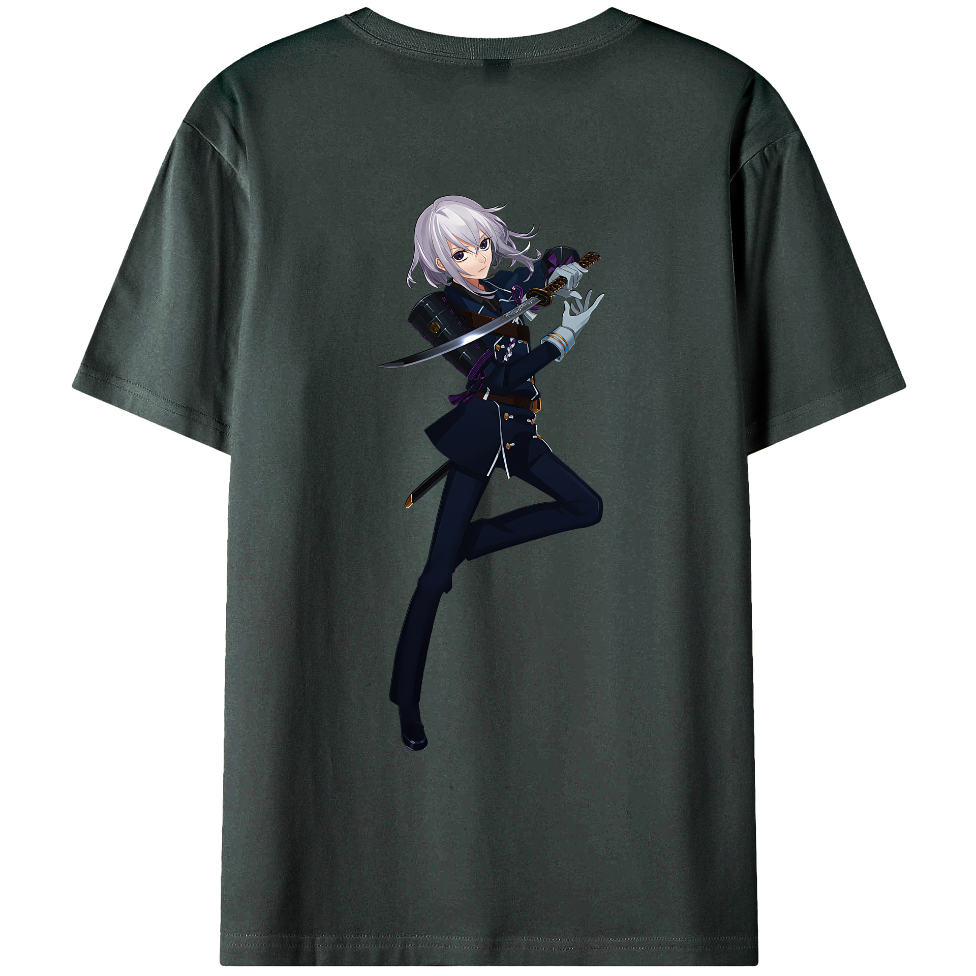 （画像用） 刀剣乱舞 Touken Ranbu 綿100％ メンズ半袖Tシャツ（バックプリント） 通気性